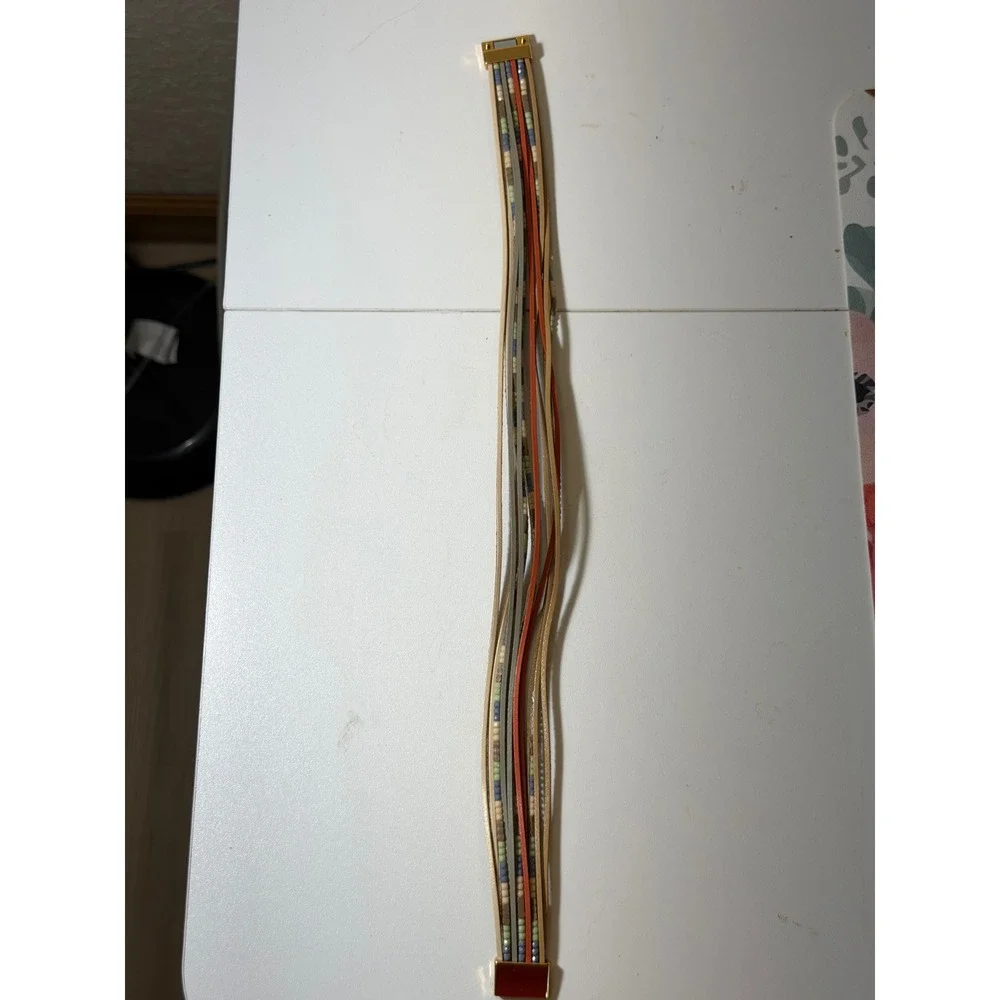 Multi-Strand‎ Leather Beaded Choker Necklace Womens Multicolor Boho